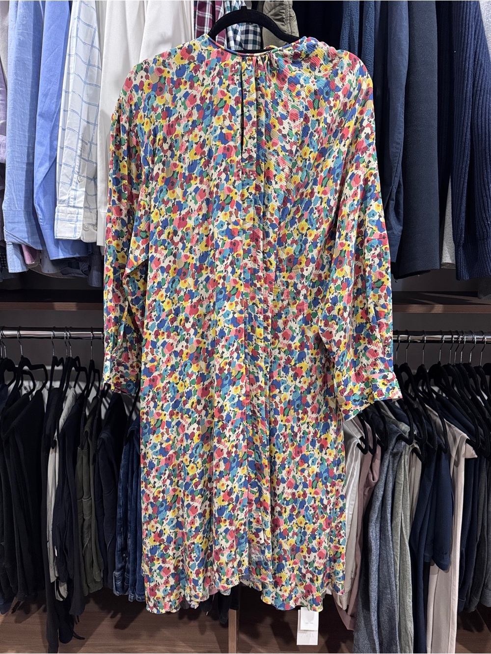 Balenciaga Multicolor Floral Long Sleeve Silk Dress